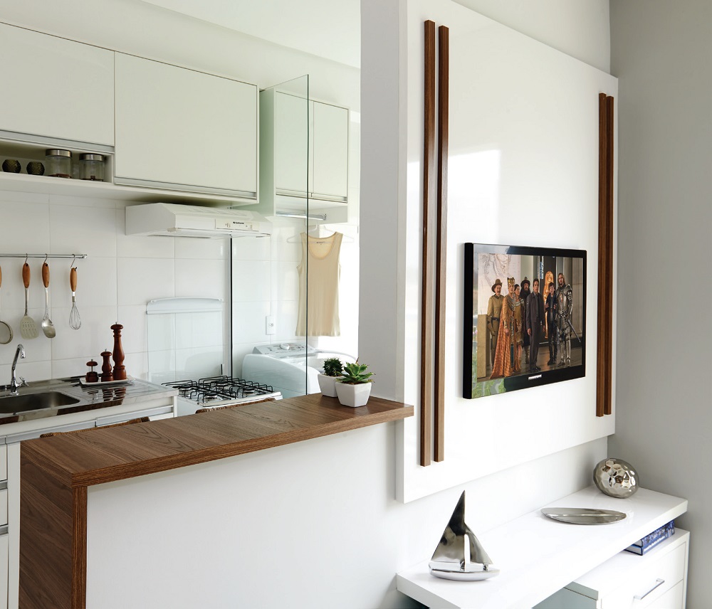 Apartamento pequeno 47 m² planejados para uma familia com quatro cozinha