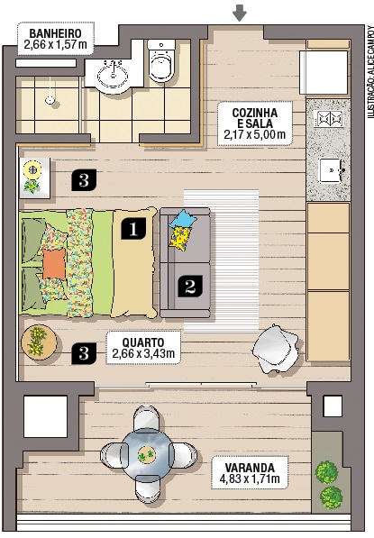 Apartamento pequeno projeto garantiu aconchego e elegancia planta