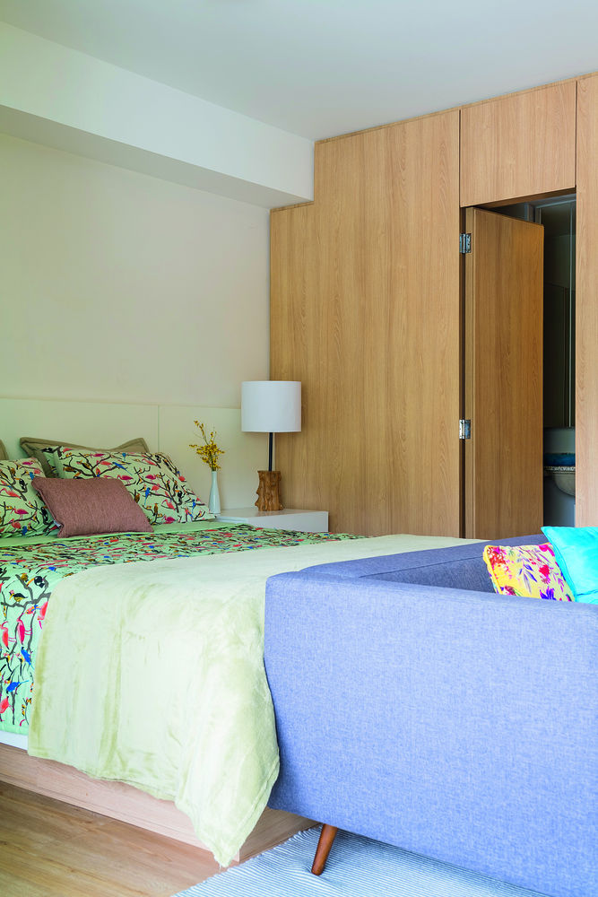 Apartamento pequeno projeto garantiu aconchego e elegancia quarto