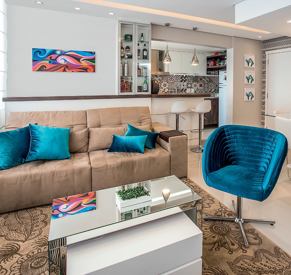 Apê de 66 m² compacto, charmoso e vestido para arrasar estar1