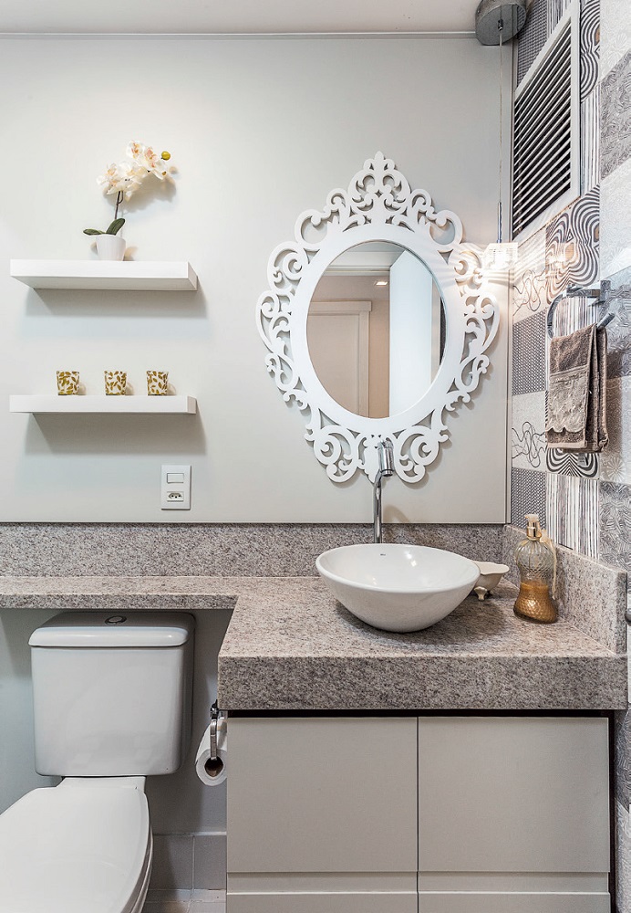 Apê de 66 m² compacto, charmoso e vestido para arrasar lavabo
