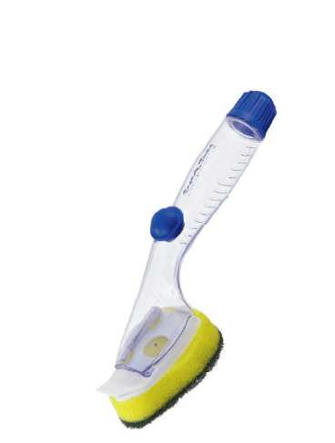 Batizada de Sistema de Limpeza com Dispenser, esta prática esponja da Scotch- Brite tem empunhadura que funciona como reservatório para detergente. Multicoisas (Shopping Villa Lobos), R$ 26,90