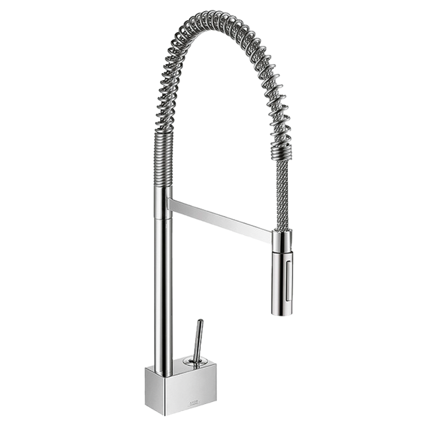 Cromado, o monocomando Axor Starck Semi-Pro (Hansgrohe) tem bica que gira 360 graus – e a chancela de Philippe Starck. R$ 4 960,52, na Ibiza Acabamentos.