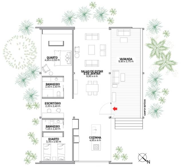 Só um casal vive aqui, daí a ênfase na área social. Concebida como extensão da sala, a varanda se interrompe e libera a frente da cozinha para estacionar e descarregar o carro com praticidade. Área: 152 m²; Obra: Marcelo Glória; Paisagismo: Lilian Masini. Só um casal vive aqui, daí a ênfase na área social. Concebida como extensão da sala, a varanda se interrompe e libera a frente da cozinha para estacionar e descarregar o carro com praticidade. Área: 152 m²; Obra: Marcelo Glória; Paisagismo: Lilian Masini.