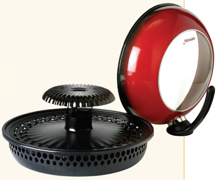 Colocada sobre o queimador do fogão, a Direct Gas 2nd Generation, da Happycall, grelha e assa os alimentos sem precisar virálos, por meio de um método de circulação de calor interno que ainda elimina a fumaça. Tem revestimento antiaderente, tampa com parada vertical e anel extensor de aço inox para o preparo de peças maiores de carne. Loopday , R$ 1 133,91