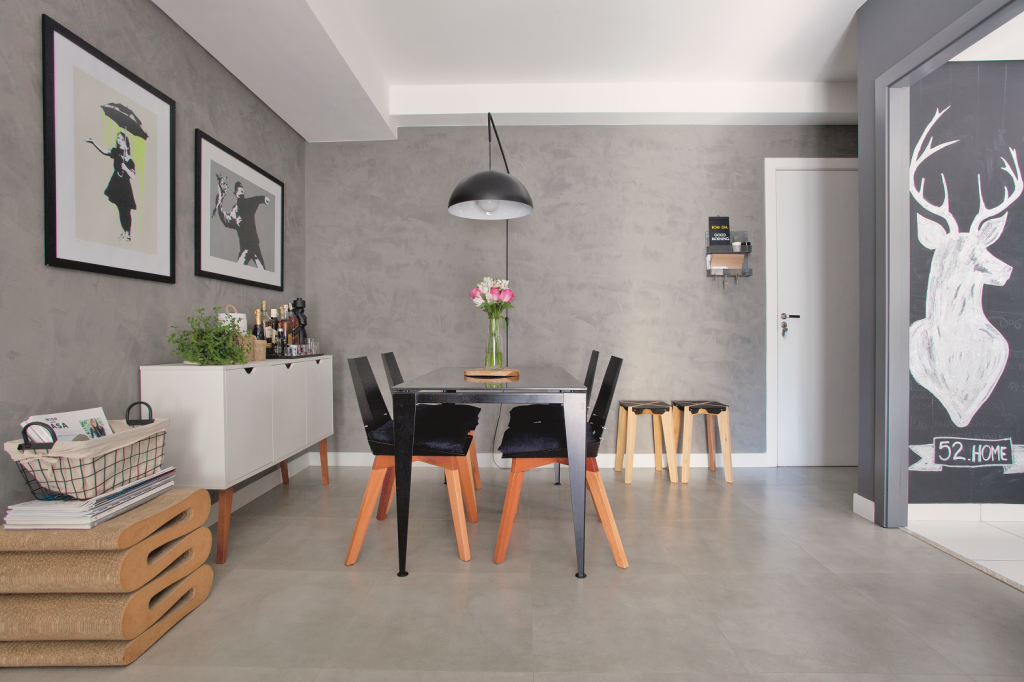 Com decoracao em estilo escandinavo este apartamento vai te conquistar jantar