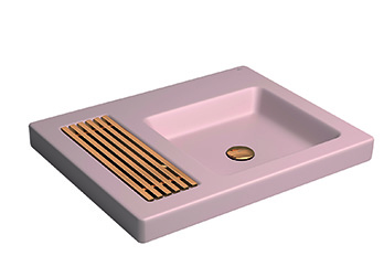 Em cores: Atenta às tendências mundiais, a Deca apresenta quatro tonalidades paras suas cubas: Navy Blue, Kale Green e Pink Millennial, além de Vanilla. A ideia é viabilizar o jogo de cores com os metais – e os vasos sanitários. Disponíveis nas peças de sobrepor com grelha L.131 (foto) e de apoio L.737.