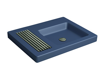 Em cores: Atenta às tendências mundiais, a Deca apresenta quatro tonalidades paras suas cubas: Navy Blue, Kale Green e Pink Millennial, além de Vanilla. A ideia é viabilizar o jogo de cores com os metais – e os vasos sanitários. Disponíveis nas peças de sobrepor com grelha L.131 (foto) e de apoio L.737.