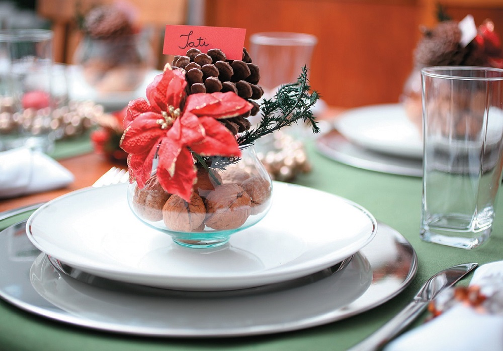 decoração clássica para mesa da ceia de Natal1