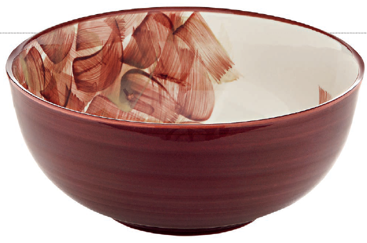 O bowl individual Marsala é um dos produtos que a ceramista e designer Carolina Haveroth criou para a Copa&Cia. A coleção inclui também pratos e canecas, todos feitos de cerâmica e pintados à mão. Copa&Cia , R$ 34,90