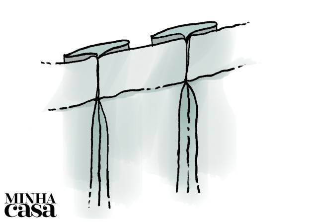 Formada de duas dobras, em sentidos opostos, que se encontram no lado direito (frente) do tecido. Formada de duas dobras, em sentidos opostos, que se encontram no lado direito (frente) do tecido.