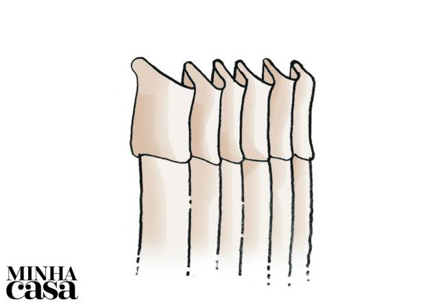 Dobras intercaladas nos dois sentidos, que produzem um efeito de ondulação. Dobras intercaladas nos dois sentidos, que produzem um efeito de ondulação.