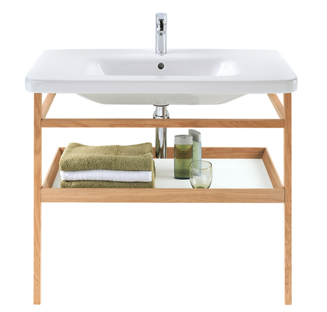 Assinada pelos renomados Matteo Thun e Antonio Rodriguez, a pia cerâmica da Duravit vem com um furo na mesa para o misturador. Mede 17 x 48 x 100 cm (móvel à parte)