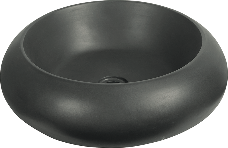 O desenho circular com bordas boleadas e o tom grafite deixam qualquer lavabo elegante. Feita de cerâmica, a Madison (13 cm de altura e 45 cm de diâmetro), da Dune Brasil.