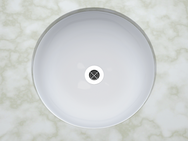 De fácil recorte para instalação, a opção redonda (16 cm de altura e 37 cm de diâmetro) de cerâmica branca da Eternit