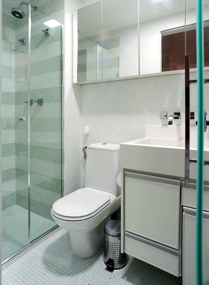 Espaço de sobra no apê de apenas 38 m² banheiro
