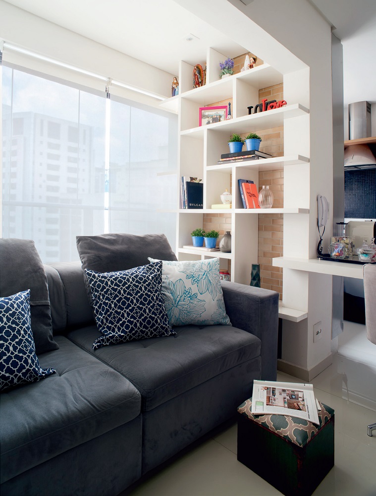 Espaço de sobra no apê de apenas 38 m² sala
