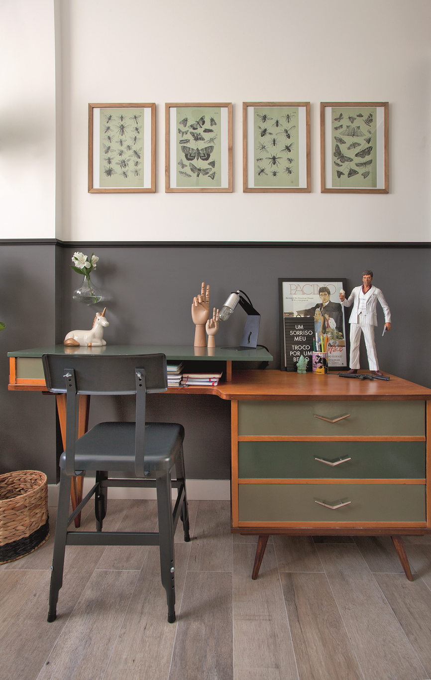 home office com decoracao retro