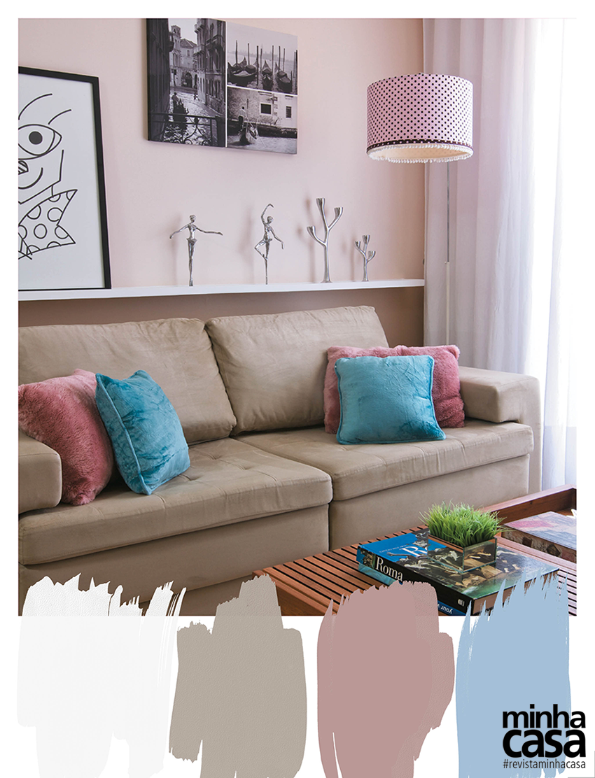Jogo de cores: sala de estar com paleta suave e romântica