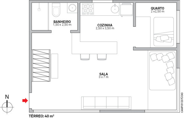 Toda integrada, a morada de apenas 60 m2 tem espírito de loft e acomoda confortavelmente mãe e flho.