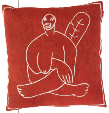 A grife By Kamy apresentou uma releitura do trabalho da pintora modernista Tarsila do Amaral em capas de almofadas de linho e algodão.