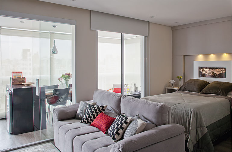 Para o apê de 40 m², tudo clean e moderno