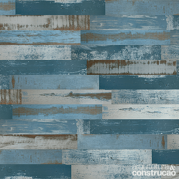 Cada régua (19,4 x 118,2 cm) do porcelanato Ecovilla parece ser desgastada. Esse efeito é perceptível nos 15 padrões da coleção da Decortiles. Preço médio: R$ 168 o m².