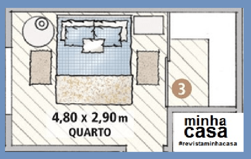 No quarto, o recuo lateral de 1,51 x 2,04 m converteu-se em um closet (3), com direito a armário de canto e porta de correr. Projeto da designer de interiores Elvira Monteiro