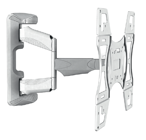 Este suporte articulado de aço carbono com pintura epóxi na cor branca (ref. EM02V4, da ELG) tem giro horizontal de 90º. É ideal para TVs de 26” a 55”, com peso máximo de 28 kg. Padrão VESA: 100, 200 e 400. Mobly , R$ 419,99