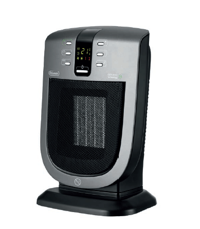 O aparelho ref. DCH5090ER, da DeLonghi, é um termoventilador cerâmico que conta com até 2 000 W de potência, dois níveis de aquecimento e função ventilação. Dispõe, ainda, de filtro de poeira e display digital. Mede 25 x 19 x 35 cm, com peso de 2,2 kg. Walmart , R$ 429,90