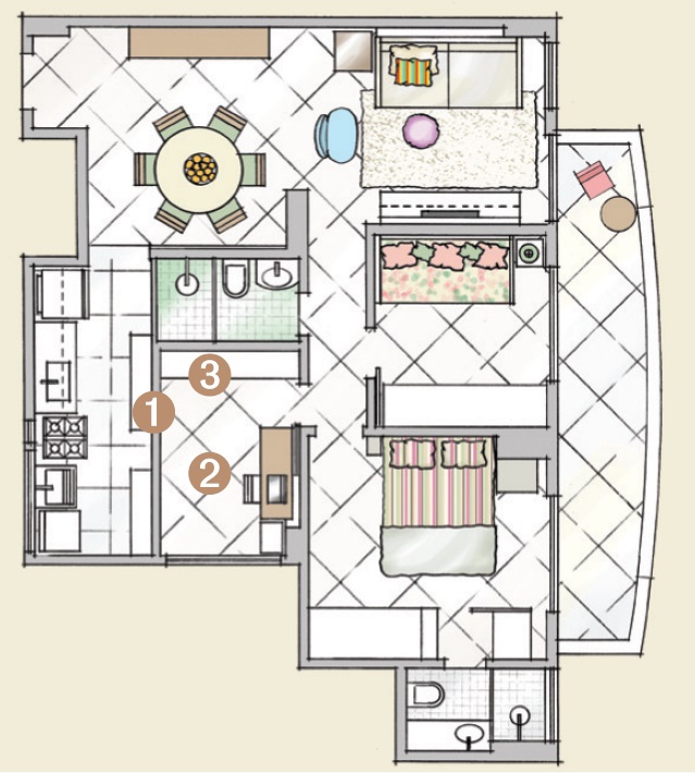 Projeto de apartamento aposta em marcenaria planejada planta