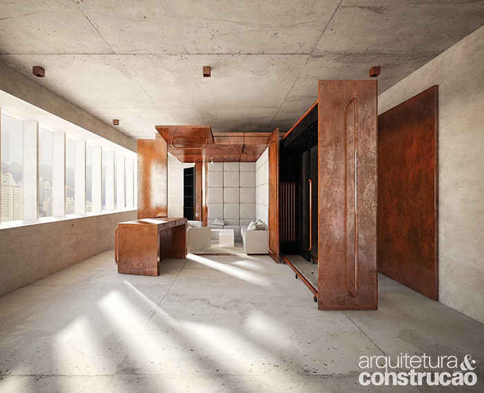 Pura inspiração: apenas concreto bruto e metal revestem este apartamento com pegada industrial.