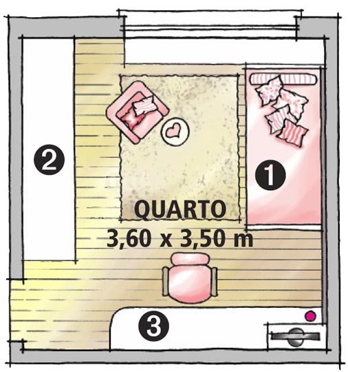 Quarto de menina é atualizado com marcenaria planta