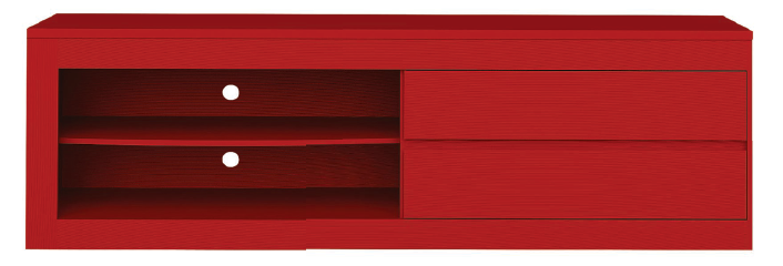 O formato pode ser básico, mas a pintura vermelha (UV fosca) dá o destaque merecido ao rack Olympic, da Orb. Fabricado em MDP e MDF, tem medidas de 1,80 x 0,40 x 0,57 m* e aguenta até 35 kg. O modelo possui duas gavetas e duas prateleiras. Disponível também em amarelo e turquesa. Americanas.com , R$ 259,99