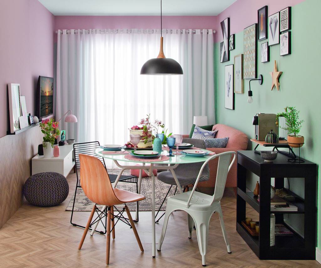 Rosa quartzo na decoração: como usar na sala de estar e jantar