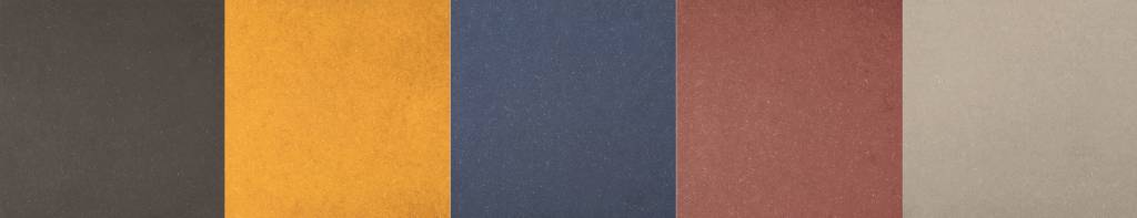 Colorida em toda a espessura, a chapa Innovus Coloured MDF (2,80 x 2,07 m e 19 mm de espessura), da Arauco, vai em revestimentos e m&oacute;veis. S&atilde;o estas cinco cores