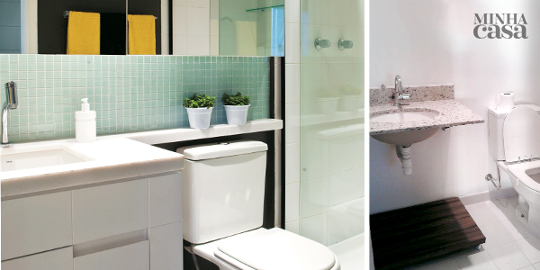 Reforma de banheiro pequeno traz pontos de cor ideias de organização