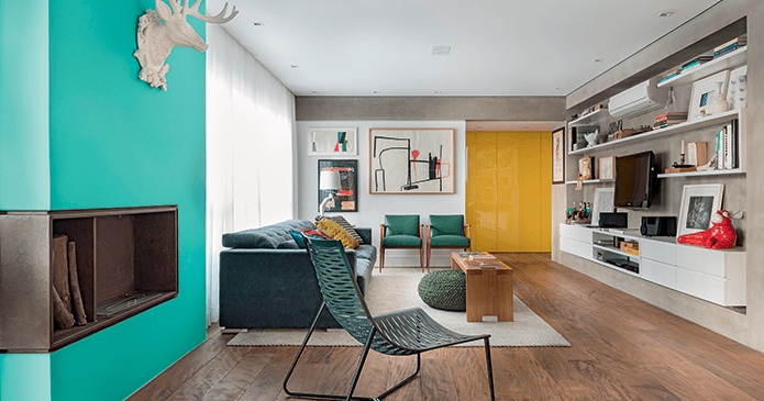 A harmonia entre o design de interiores e a arquitetura impera neste apartamento de 200 m²