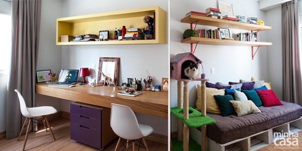 O cômodo é um só, mas ele pode ter várias funções. No projeto da arquiteta Carol Spercel, do Arch+Design Studio, de São Paulo, o espaço de 2,90 x 2,80 m pode ser usado como home office, quarto de hóspedes e canto dos pets.