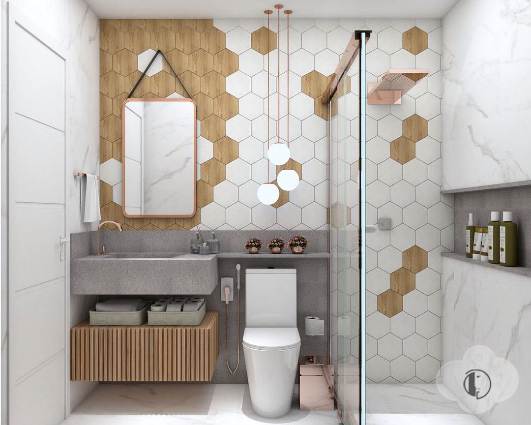 20 inspirações de paredes de banheiro super criativas