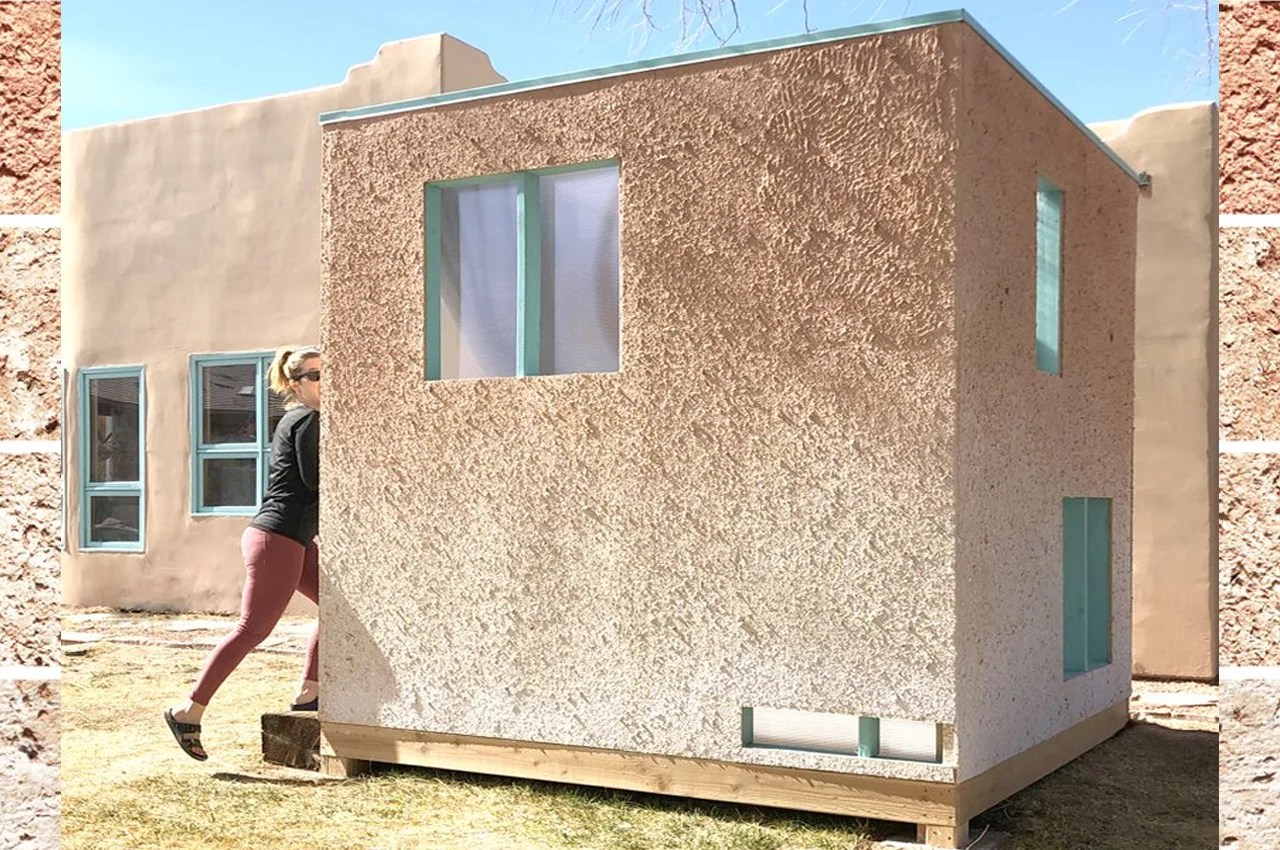 Este protótipo de casinha é feito de papel reciclado