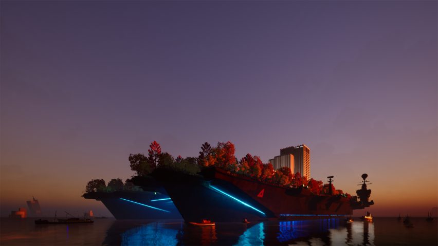 <span><strong>11º - Titan Ark 2100 | </strong></span>Mando Xie imagina a humanidade movendo-se para cidades flutuantes semelhantes a navios cobertas por árvores para escapar da elevação do nível do mar nesta proposta <span><strong>11º - Titan Ark 2100 | </strong></span>Mando Xie imagina a humanidade movendo-se para cidades flutuantes semelhantes a navios cobertas por árvores para escapar da elevação do nível do mar nesta proposta