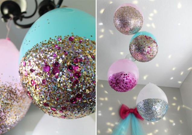 Balões cheios de glitter