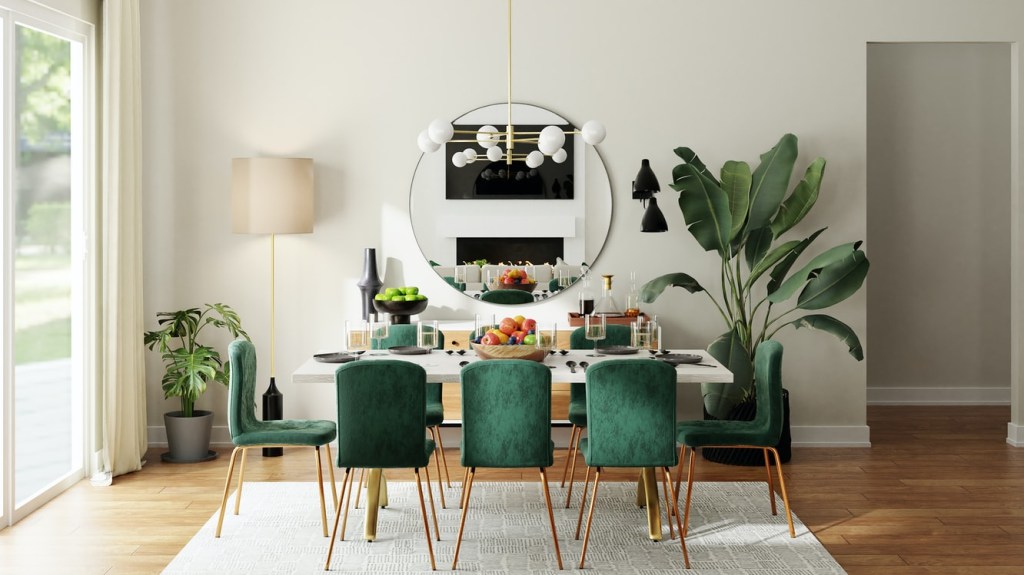 2-espelho-na-sala-de-jantar-como-escolher-cadeiras-verdes-espelho-redondo-unsplash-spacejoy