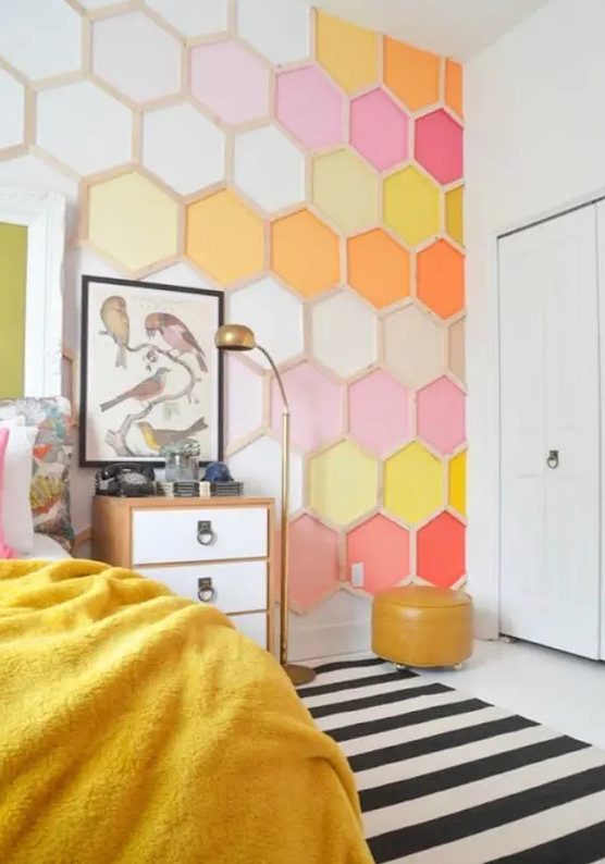 3-parede-geometrica-ambientes-quatros-hexagonos-coloridos-digsdigs 3-parede-geometrica-ambientes-quatros-hexagonos-coloridos-digsdigs
