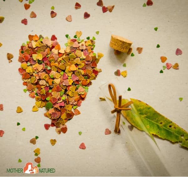 Confete de coração feito de plantas de várias cores