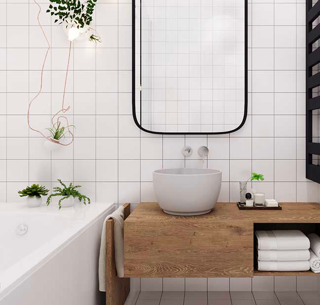 Banheiro estilo escandinavo e minimalista