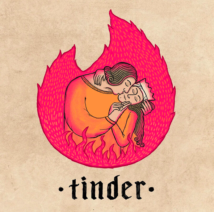 Logo do Tinder em estilo medieval