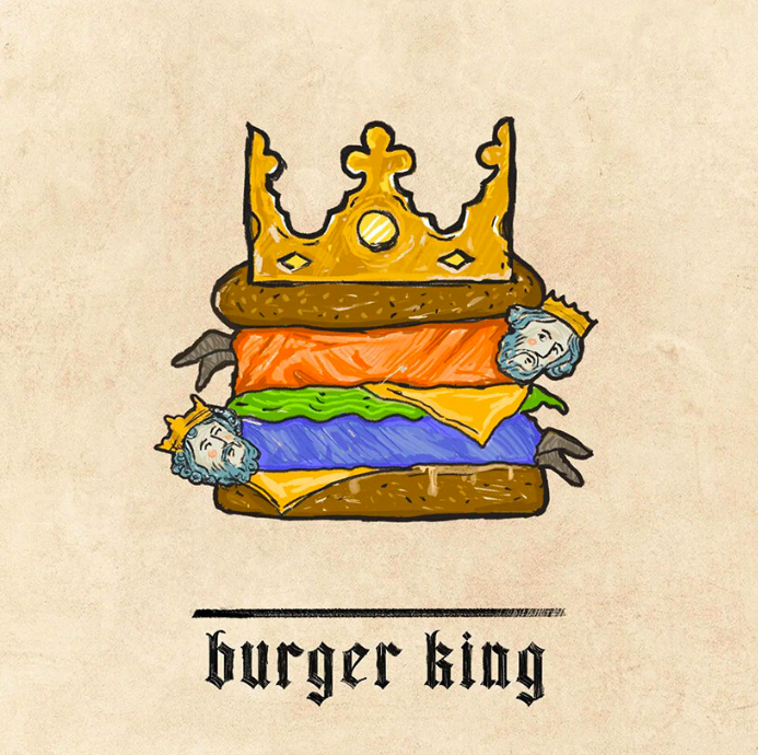 Logo do Burger King em estilo medieval