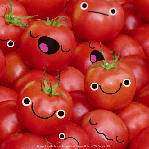 Gif de tomates com caretinhas